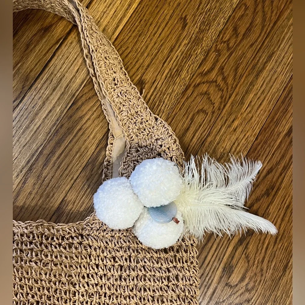 Tan Woven Shoulder Bag with Relaxed Design